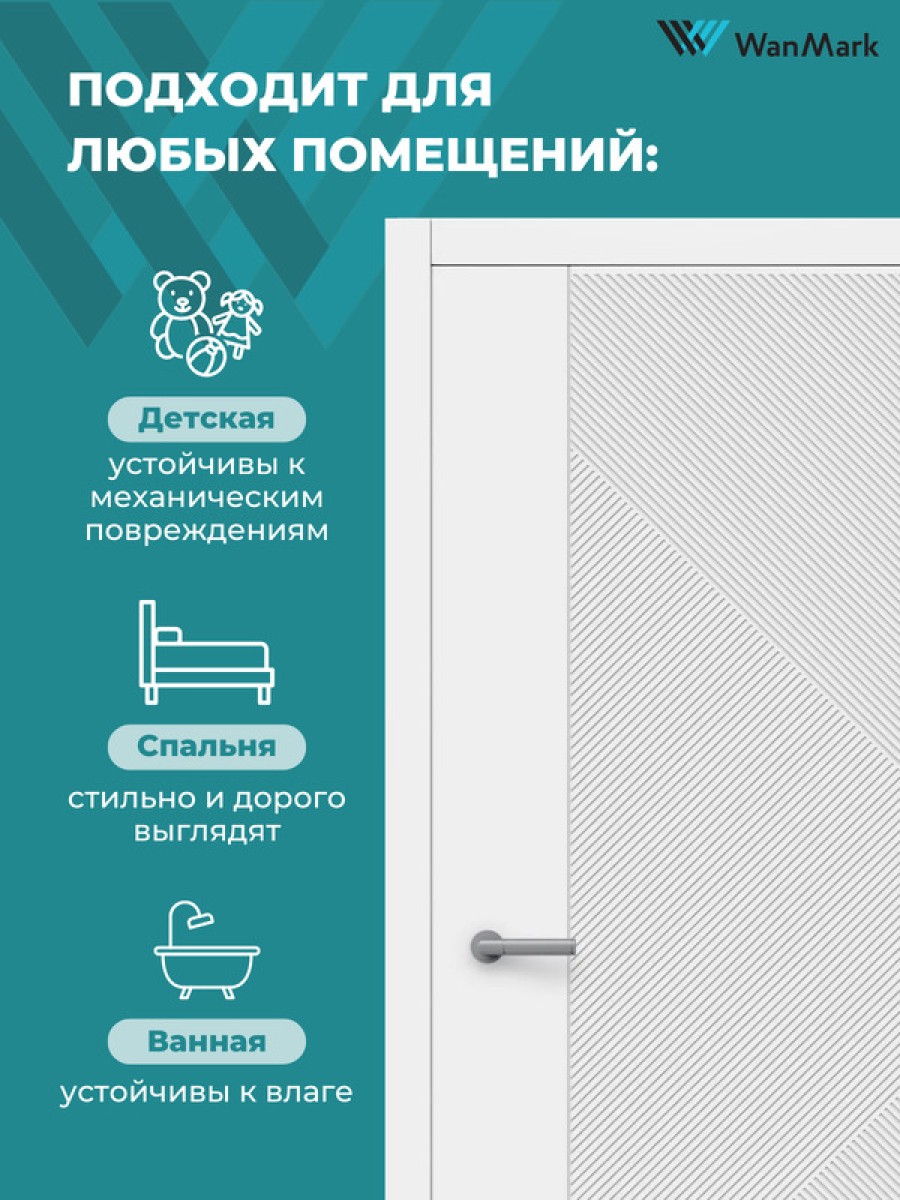 Дверь Синди-13 ДГ эмаль белая 600х1900 в комплекте с коробкой и наличниками