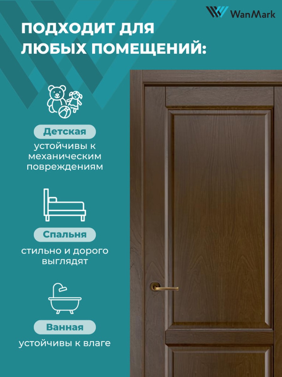 Дверь Ника модерн (вогнутая калёвка) ДГ дуб миндаль 600х1900 в комплекте с коробкой и наличниками