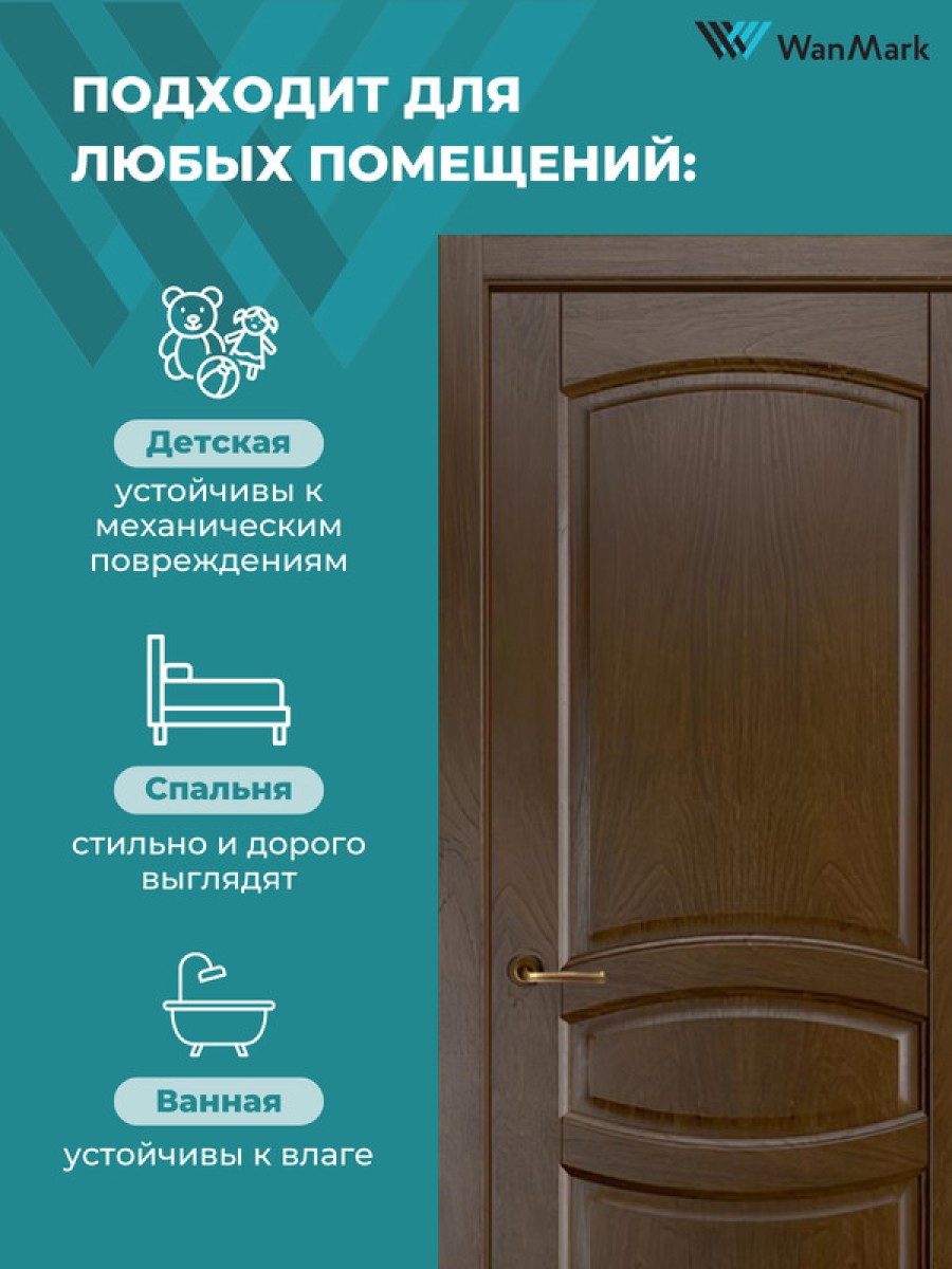 Дверь Агата (вогнутая калёвка) ДГ дуб миндаль 800х2000 в комплекте с коробкой и наличниками