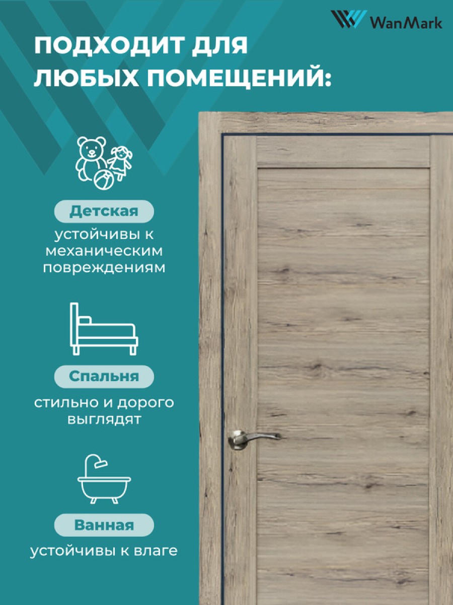 Дверь D-1 ДГ рустик пепельный экошпон 700х2000 в комплекте с коробкой и наличниками