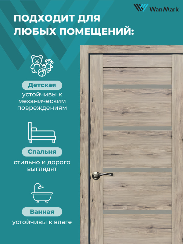 Дверь D-1 ДО рустик пепельный экошпон 600х2000 в комплекте с коробкой и наличниками