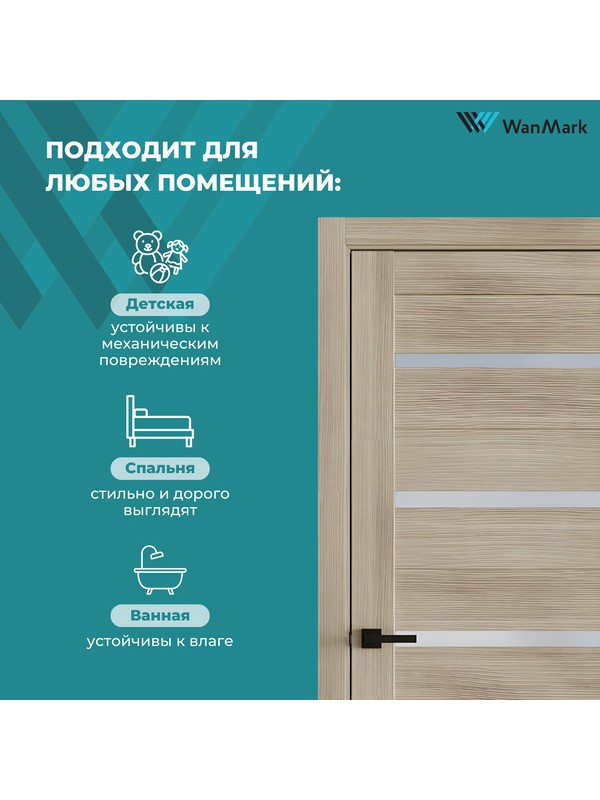 Дверь D-1 ДО беленый дуб экошпон 600х2000 в комплекте с коробкой и наличниками
