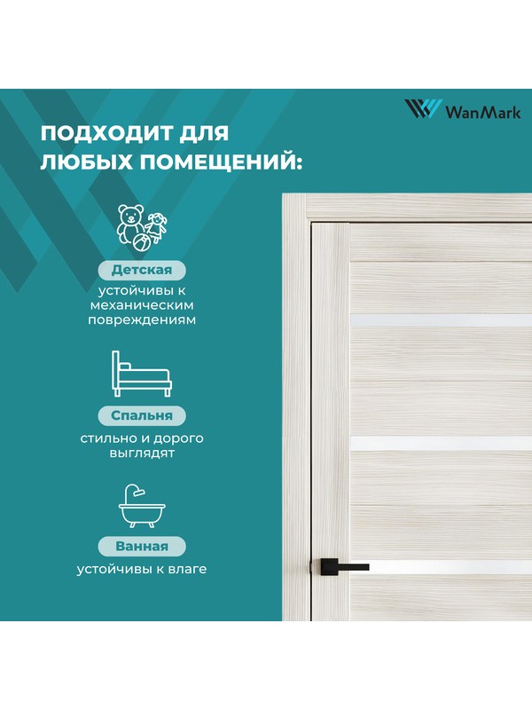 Дверь D-1 ДО эшвайт экошпон 600х2000 в комплекте с коробкой и наличниками