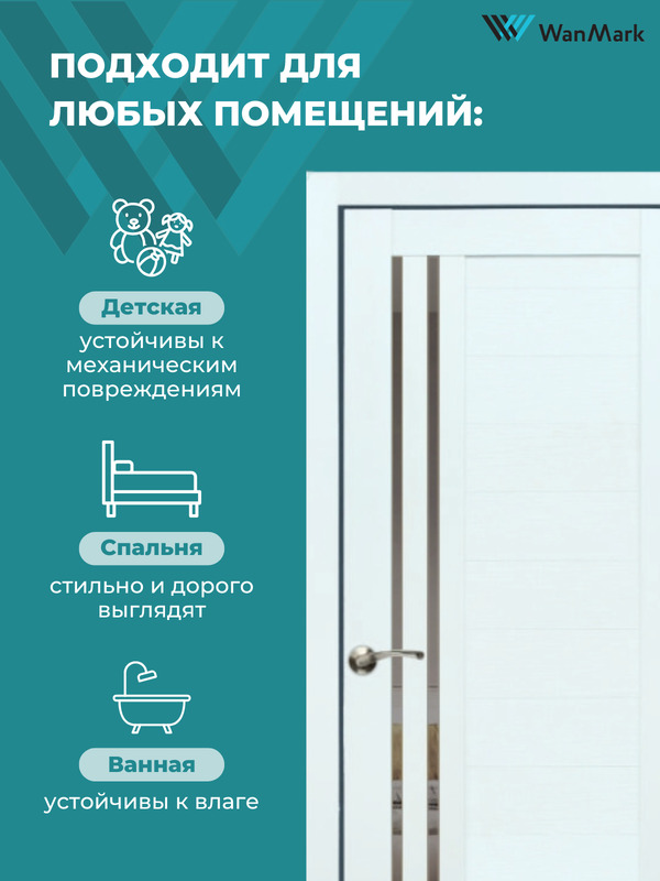 Дверь D-13/4 ДО со стеклом белый бланко 550х1900 в комплекте с коробкой и наличниками