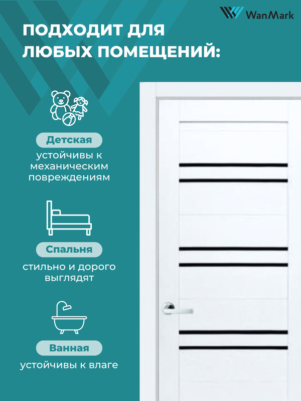 Дверь D28 ДО со стеклом белый бланко экошпон 700х2000 в комплекте с коробкой и наличниками