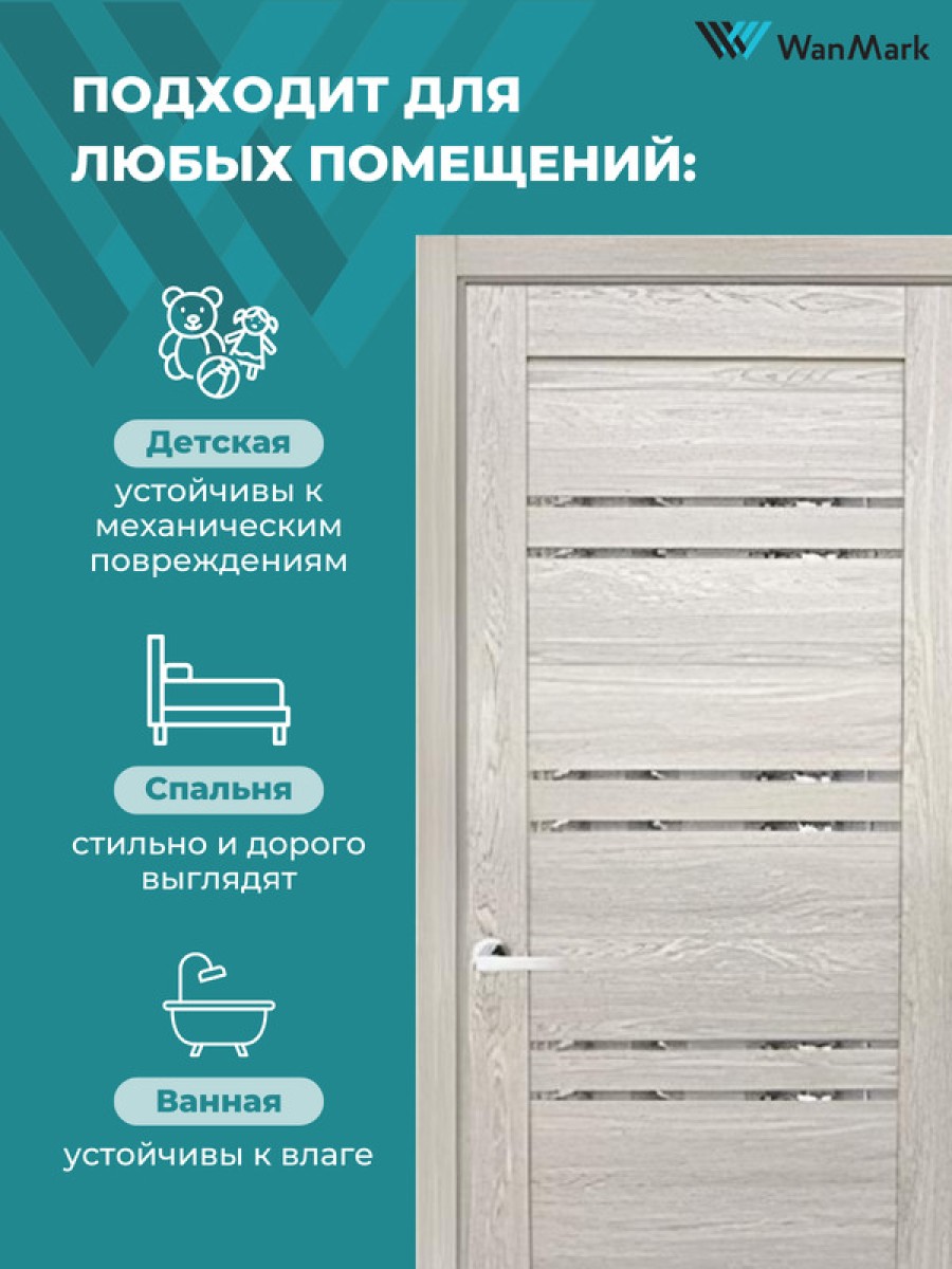 Дверь D28 ДО со стеклом мокко экошпон 550х1900 в комплекте с коробкой и наличниками