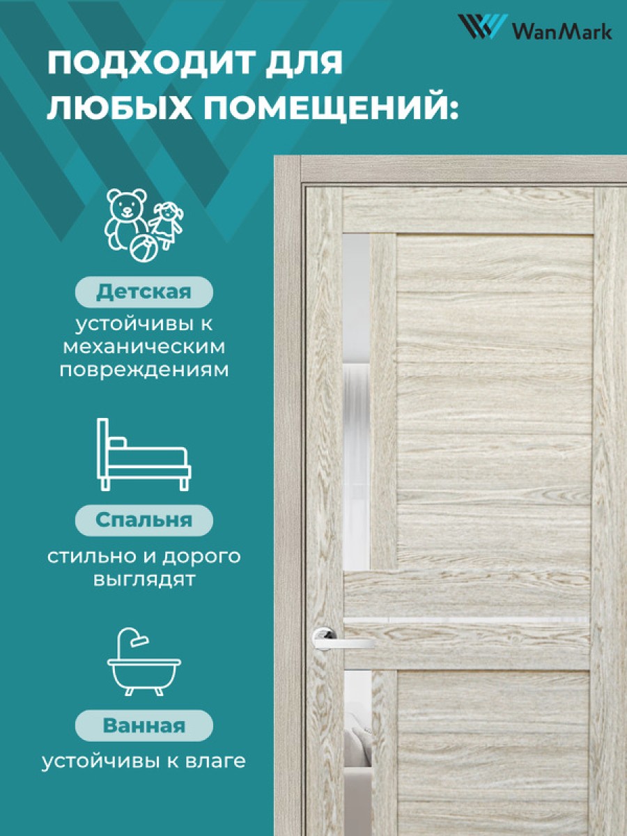 Дверь D-5/2 ДО со стеклом мокко экошпон 600х2000 в комплекте с коробкой и наличниками