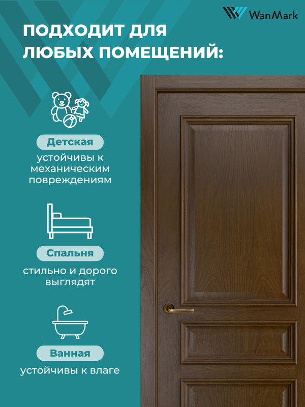 Дверь Кардинал S (большой багет) ДГ дуб миндаль 700х2000 в комплекте с коробкой и наличниками