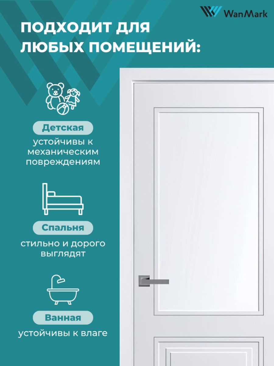 Дверь Нео-2 ДО эмаль белая 600х2000 в комплекте с коробкой и наличниками