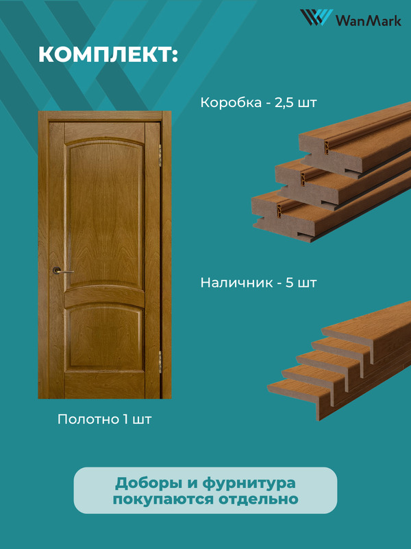 Дверь Ника (вогнутая калёвка) ДГ дуб кофе 700х2000 в комплекте с коробкой и наличниками