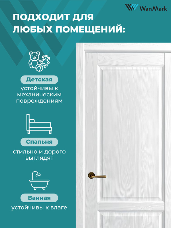 Дверь Ника модерн(вогнутая калёвка) ДГ ясень пломбир 600х1900 в комплекте с коробкой и наличниками