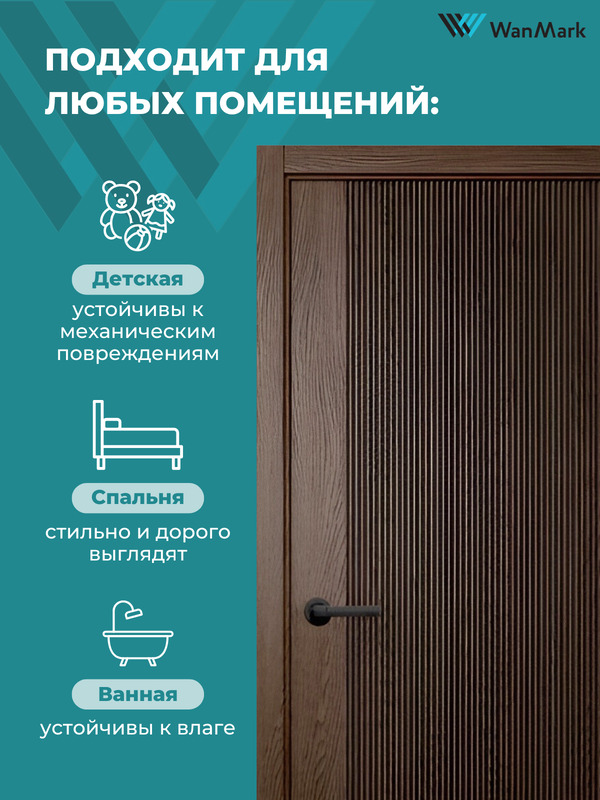 Дверь Синди-5 ДГ текстур. орех с врезкой под замок 900х2000 в комплекте с коробкой и наличниками
