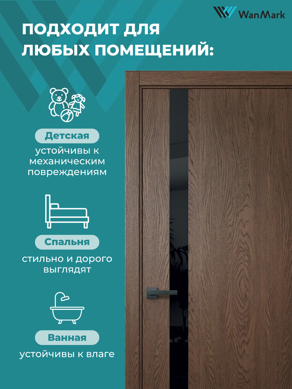 Дверь Скай-10 ДО текстур. орех с врезкой под замок 900х2000 в комплекте с коробкой и наличниками