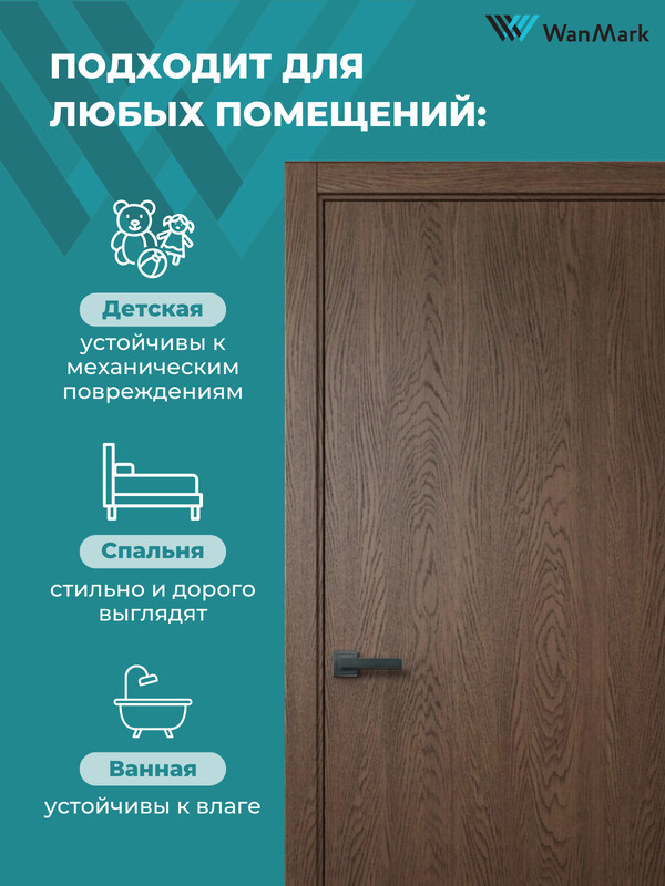 Дверь Скай-10 ДГ текстур. орех с врезкой под замок 550х1900 в комплекте с коробкой и наличниками