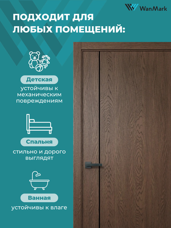 Дверь Скай-10М1 ДГ текстур. орех с врезкой под замок 550х1900 в комплекте с коробкой и наличниками