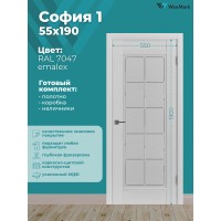 Дверь София-1 ДО со стеклом эмалекс RAL7047 550х1900